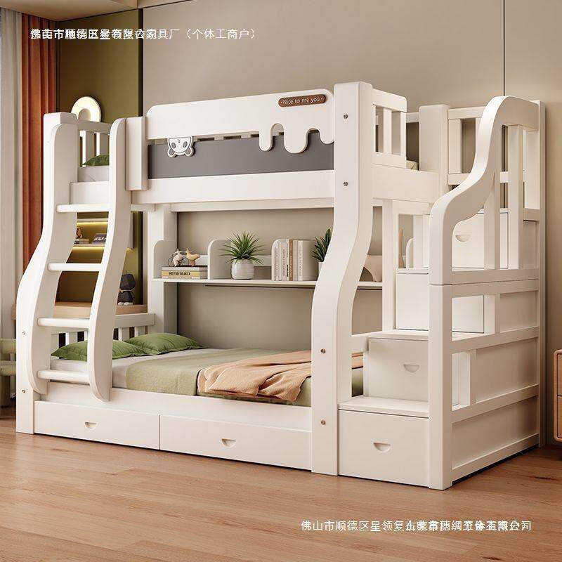 新款实木上下床双层子母床厚两层高低小床双人床户型加上下木RHO