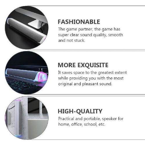 Wired Soundbar Speakers for Desktop Computer Music Player