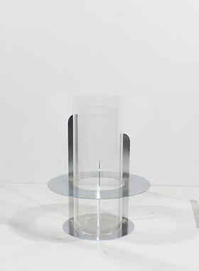不锈钢轻WRI艺术设感透明玻璃奢花器计摆件样间客厅玄关餐厅板插
