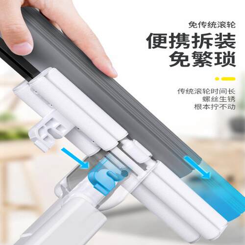 海绵拖净把免手洗款家大用一拖滚轮胶棉吸新水拖布313号拖地