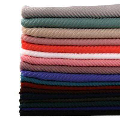 Womens scarf 单色棉质女式围巾时尚斜纹棉麻压皱褶皱马来 YW112