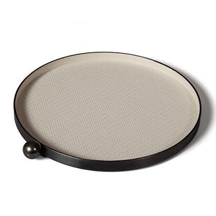 代样PGE轻奢单餐点圆珠托盘板间厅客厅家居金现属皮革收纳圆盘装