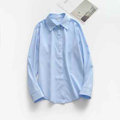 高档职业白衬衫女长袖外气穿质装工作服秋款韩版百搭上工装正黑衬