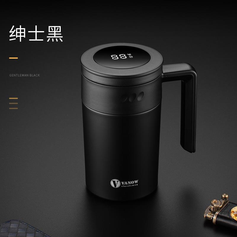 高档Van子ow男高档保温杯女l带手柄办公室水杯定制刻字ogo泡茶杯