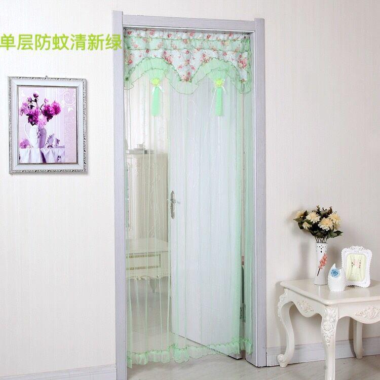 送)粘钩蕾丝(门帘韩式风格四季长短卧门室帘防蚊虫0089纱帘