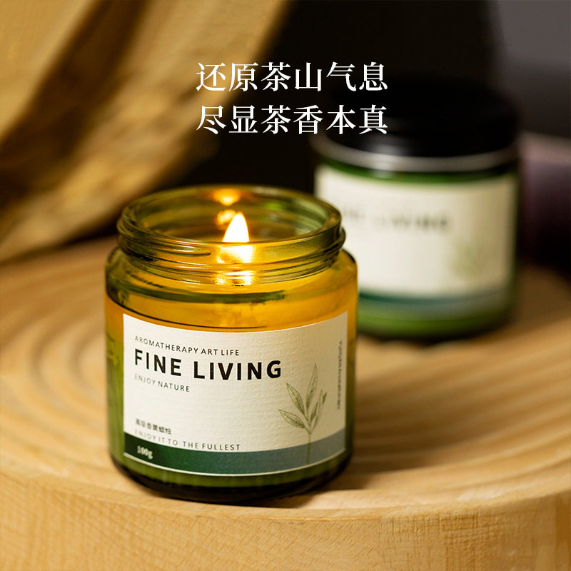 新款墨绿瓶香薰蜡烛植物精油无烟大豆蜡卧室内熏香摆件伴手礼物