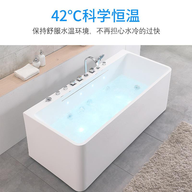 轻奢无缝一体式方形亚克力按摩浴缸家用民宿工程恒温冲浪