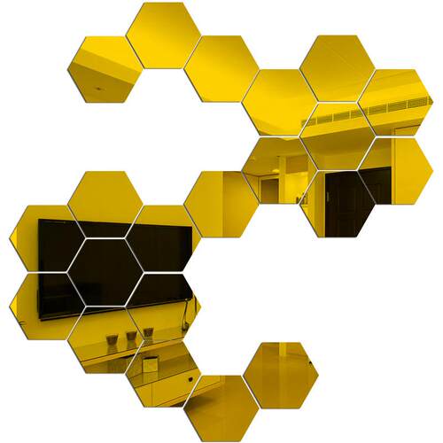 12.6X11.和10X8.7六边形镜面墙贴厂家直销 带背胶 3d立