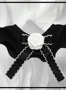 宠物蕾丝项圈黑色荷叶边围嘴猫咪狗狗可调节口水巾拍照饰品
