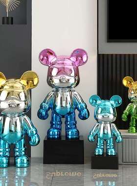 轻奢客厅电镀酷酷熊存钱罐落地摆件玄关电视柜服装店样板房装饰品