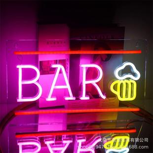 现货LED亚克力背板霓虹灯酒吧装 饰氛围灯BAR啤酒霓虹灯