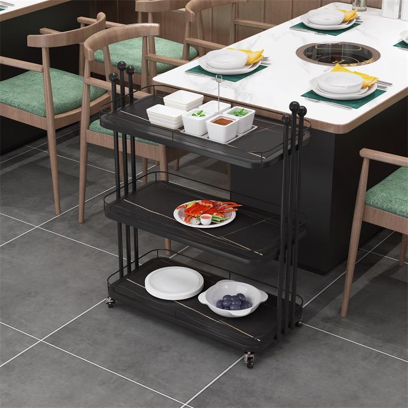 火锅店放菜架菜品置物架厨房小推车餐车收纳架可移动烧烤带轮架子