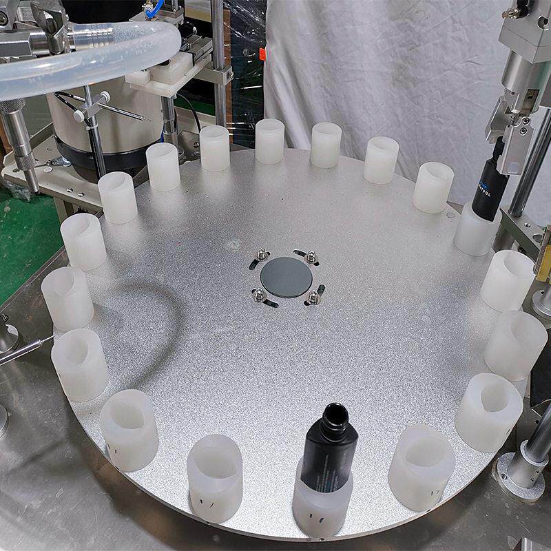台式异形玻尿酸睫毛膏装机生产线转盘式全自动液体灌装旋盖机
