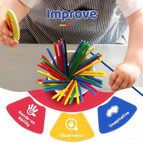 Classic Wooden Thin Pick Up Stick Game mikado spiel toys挑棍