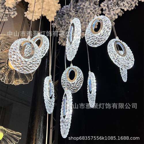 婚庆发光10头亚克力飞碟椭圆形孔雀翎吊灯婚礼舞台吊顶布置装饰灯
