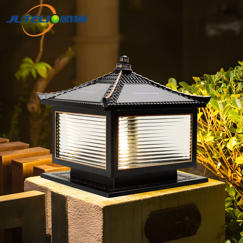 太阳能柱头灯户外庭院灯别墅围栏防水大门灯玻璃围墙柱子灯门柱灯