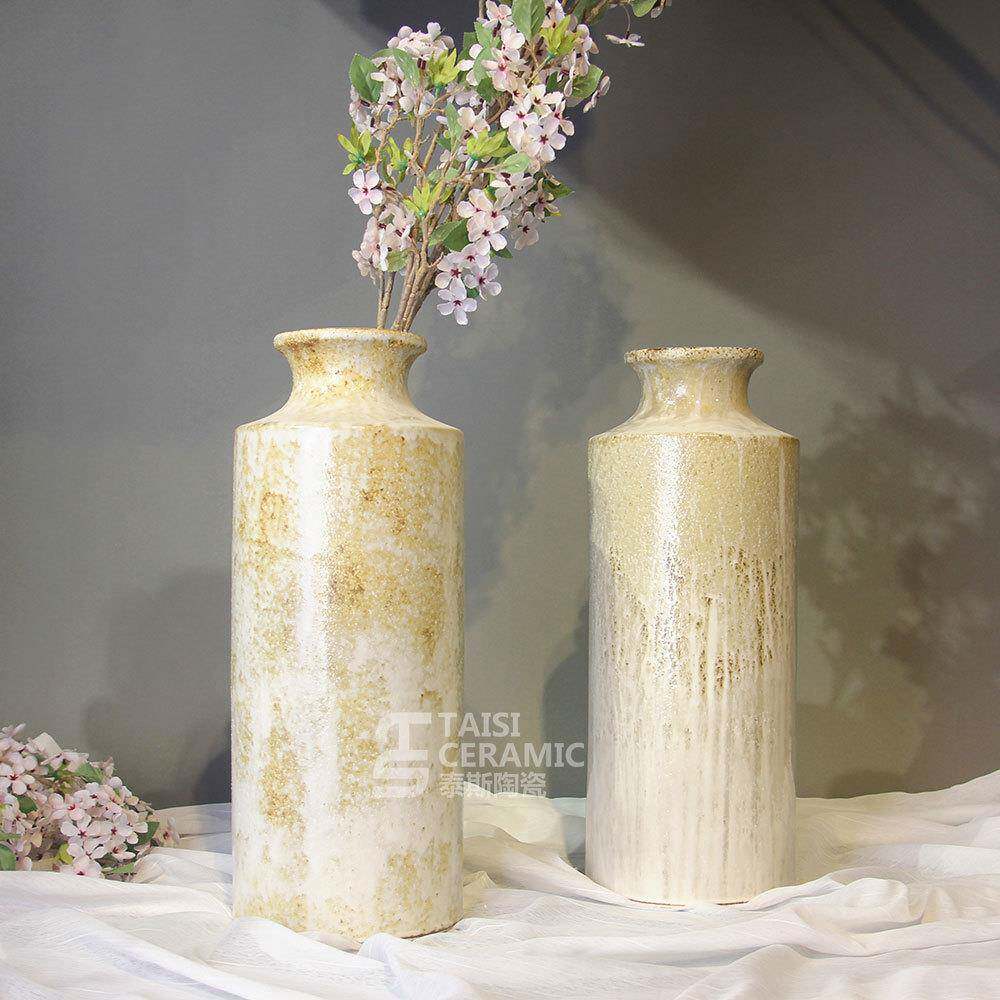 复古陶艺花插素胚大号花瓶陶瓷摆件装饰样板间花器工艺品摆件瓷器