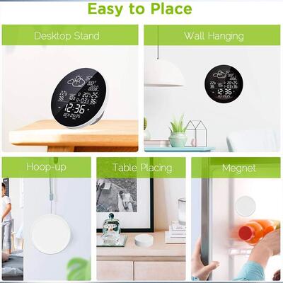 圆形室内RSH-SWS0外温湿度计挂式电波气气象钟可办公室数天时钟气