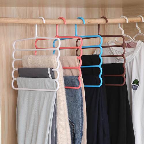 Colorful Multi-Layer Non-Slip Hangers and Pants Organizer, M