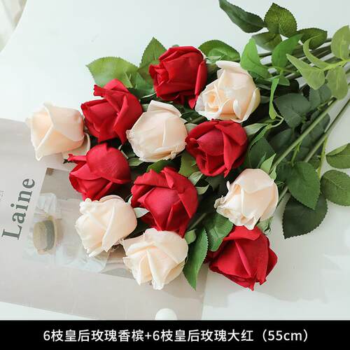 高档玫瑰花仿真高保湿家花居客摆设婚庆装饰档假花花厅束干花插花