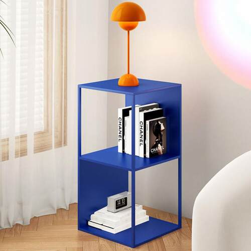 克莱因蓝色落地置物架书架小书柜酒店民宿客厅转角轻奢边几茶几