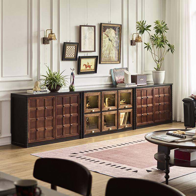 法式覆古实木电视柜模块组合柜中古风骨骼线 线客厅落地柜高级感,住宅家具,电视柜,淘宝优惠券,粉丝福利购,淘宝优惠卷