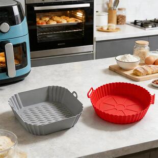 1pcs Reusable Air Fryer Silicone Pot Oven Baking Tray Ai