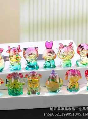 新品水晶十二生肖摆件招财开业礼品渐变色卡通动物吉祥生日小礼品