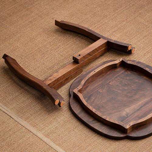 北欧实木小茶几客厅家用阳台桌子沙发边几黑胡桃木小圆形边几角几