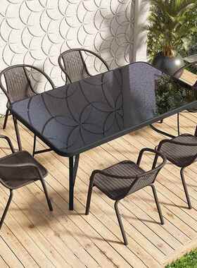 园户外阳台休闲桌椅组VJT合庭院桌简约外铁艺露天椅露台餐花餐室