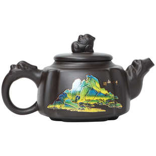 家用泡茶器公司LOGO礼品茶盘 遇热变色紫砂茶壶凤鸣四方壶会唱歌