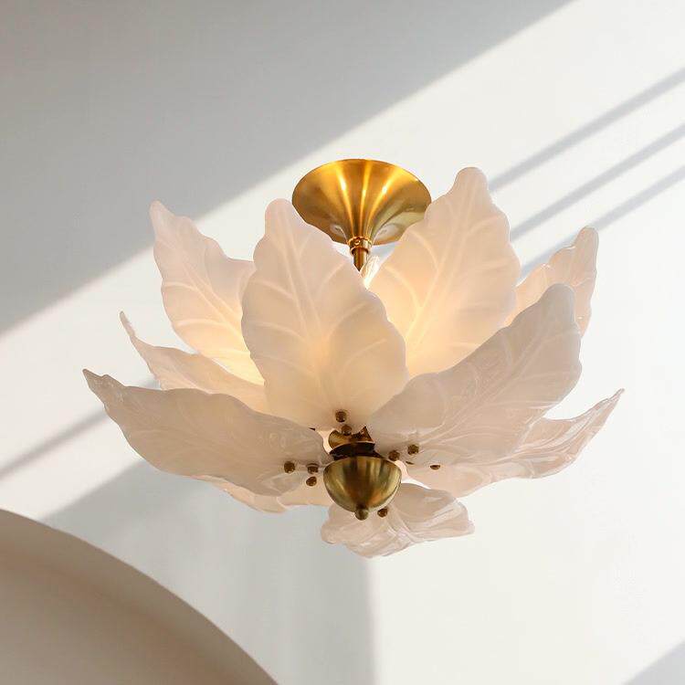 浪漫奶油风树叶玻璃吊灯 法式美式复古主卧室餐厅客厅灯具