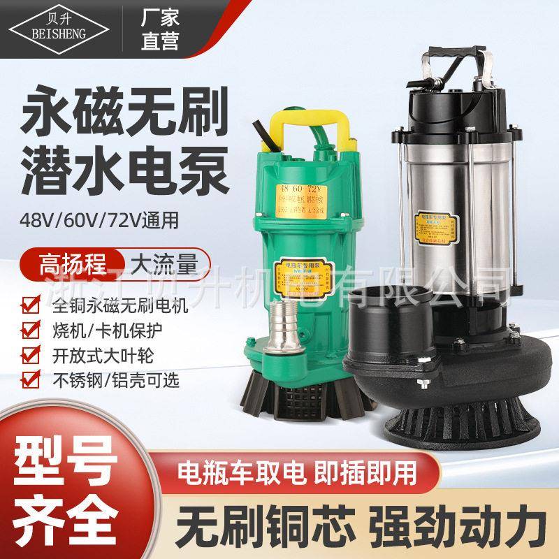 3寸无刷直流潜水泵48V-60V-72V电车水泵家用潜水泵