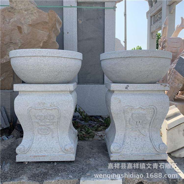 石花瓶一对汉白玉大理石材石头青石插花石雕花瓶花缸花盆