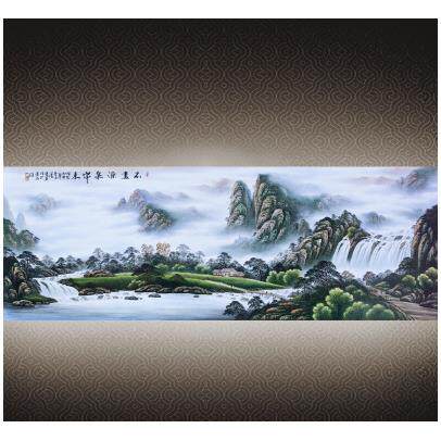 泼墨荷花抽象黑白水墨手绘瓷版画办公室家居大尺寸巨幅公司装饰画