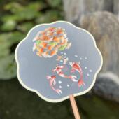 I9EK刺绣团扇古风扇子团扇子舞蹈古典舞扇骨双面绣中国风通用