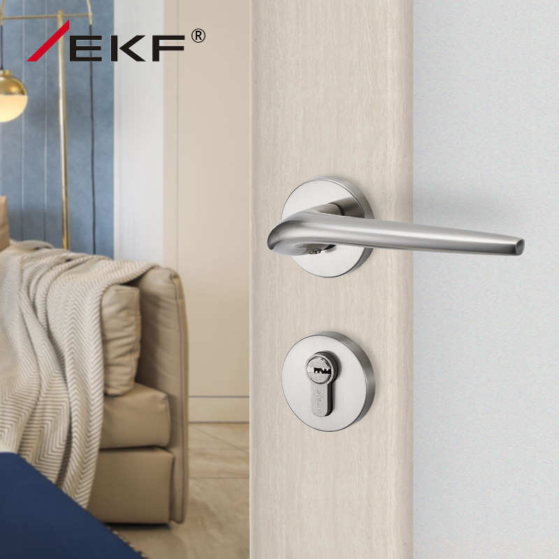 德国EKF室内门锁卧室房间实木门把手现代分体静音磁吸门锁三件套
