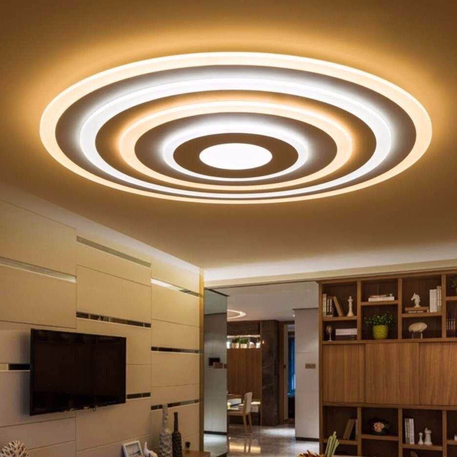 LED吸顶灯 简约现代圆形客厅灯四层亚克力主卧室玄关书房智能灯具