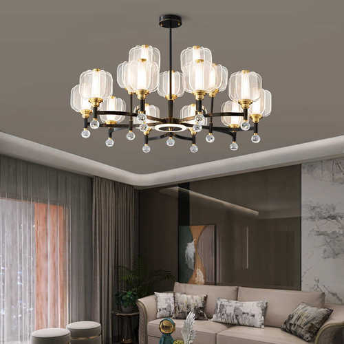 北欧全铜贝壳珐琅彩灯轻奢客厅吊灯后现代简约大气美式家用餐厅灯