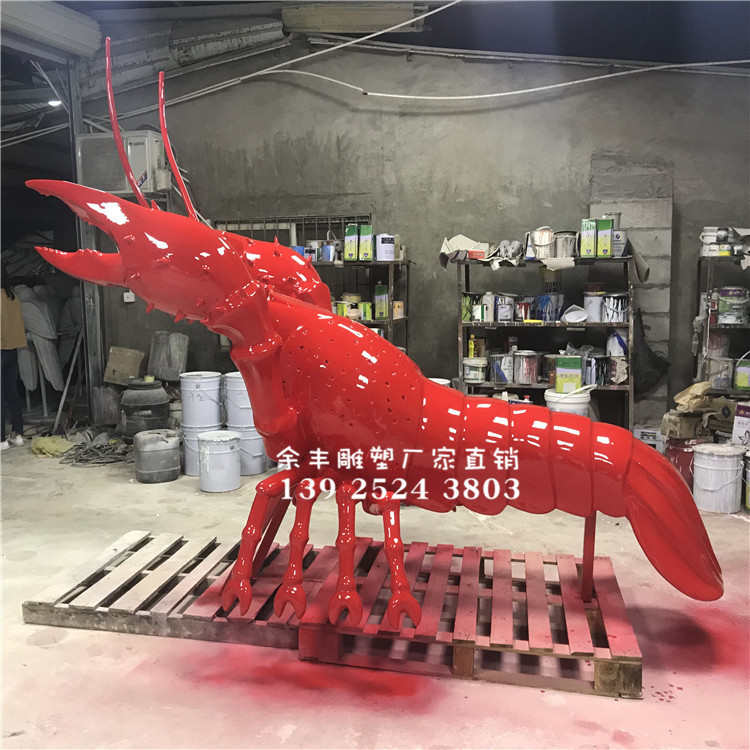 定制各种尺寸仿真小龙虾模型 龙虾店装饰大型广告玻璃钢龙虾雕塑