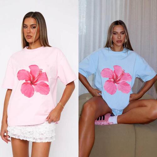 Loose printed flower short sleeved women