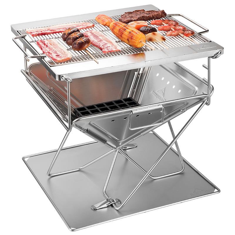 CAPINGMMO5OON5焚火台MT-0配件加粗04不锈SUR钢烧烤炉烤网烤肉网