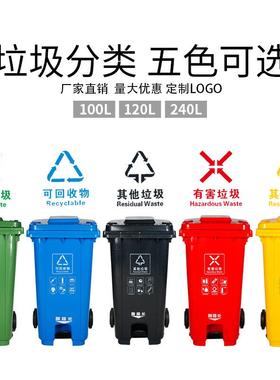 户外垃圾桶商用物业大容量分类家用带盖脚踏环卫桶垃圾箱厨房餐饮