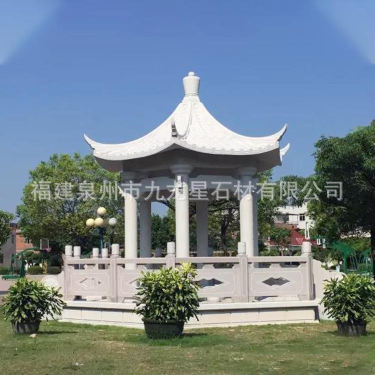 石雕凉亭户外花岗岩双层六角石头亭子中式别墅长廊庭院石亭子摆件
