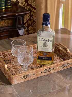 欧式点心面厅包家用长方形托木质果水盘餐厅餐盘蛋糕盘盘ZAW客干