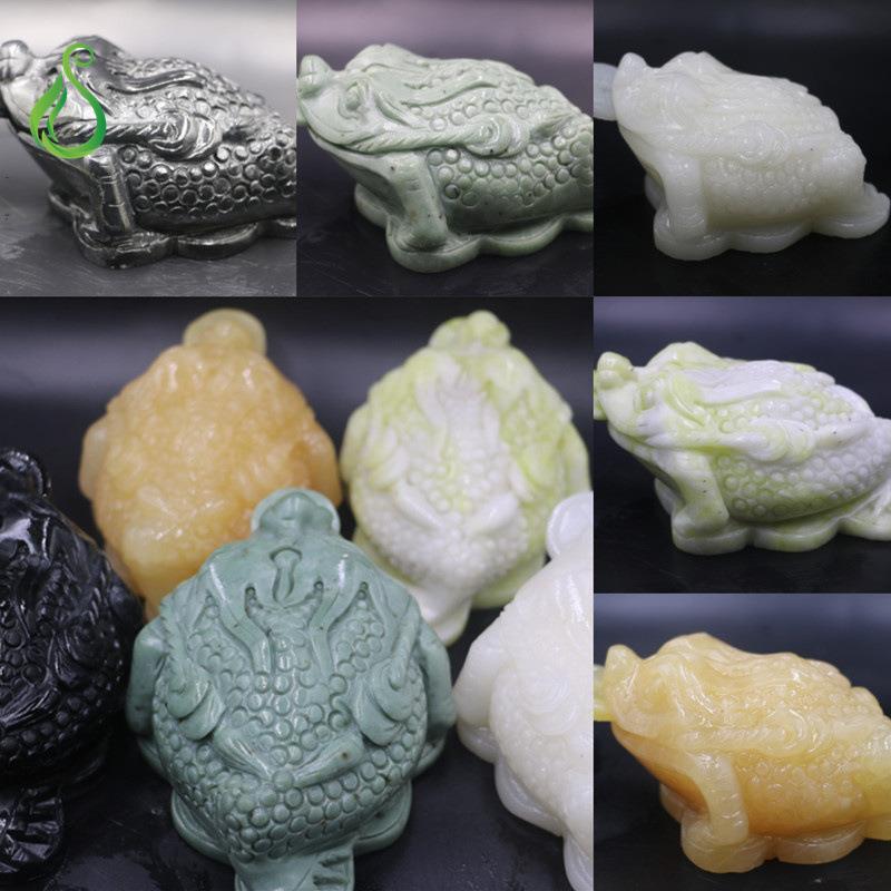 真品玉金蟾多色汉白玉米黄玉绿玉砭石蓝田玉茶宠家居中式摆件