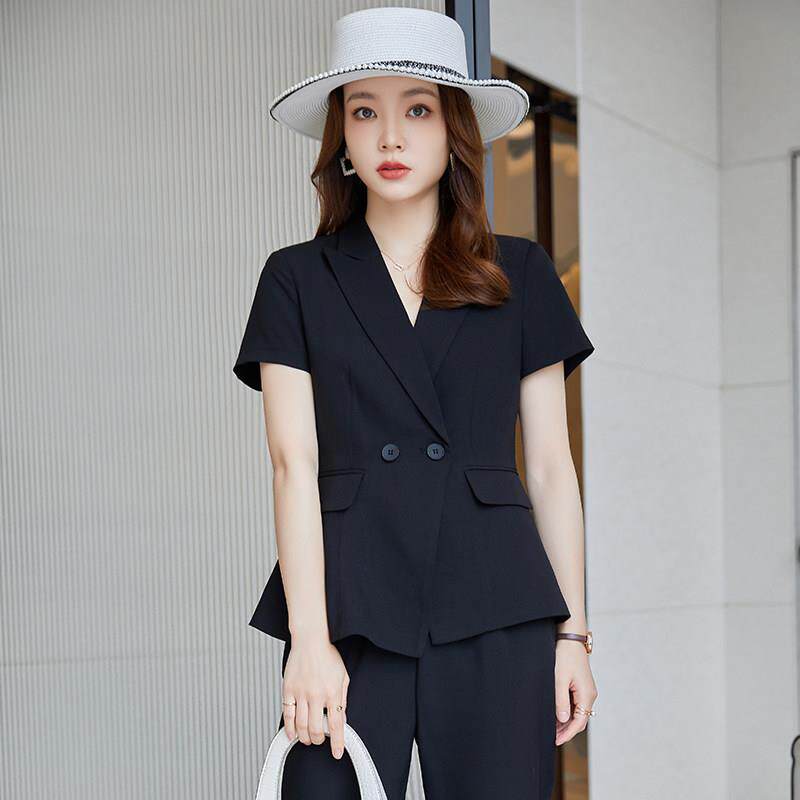 黑色短袖职业西装套装女2026新款夏季薄款西服外套正装工作服夏天