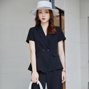 黑色短袖职业西装套装女2026新款夏季薄款西服外套正装工作服夏天