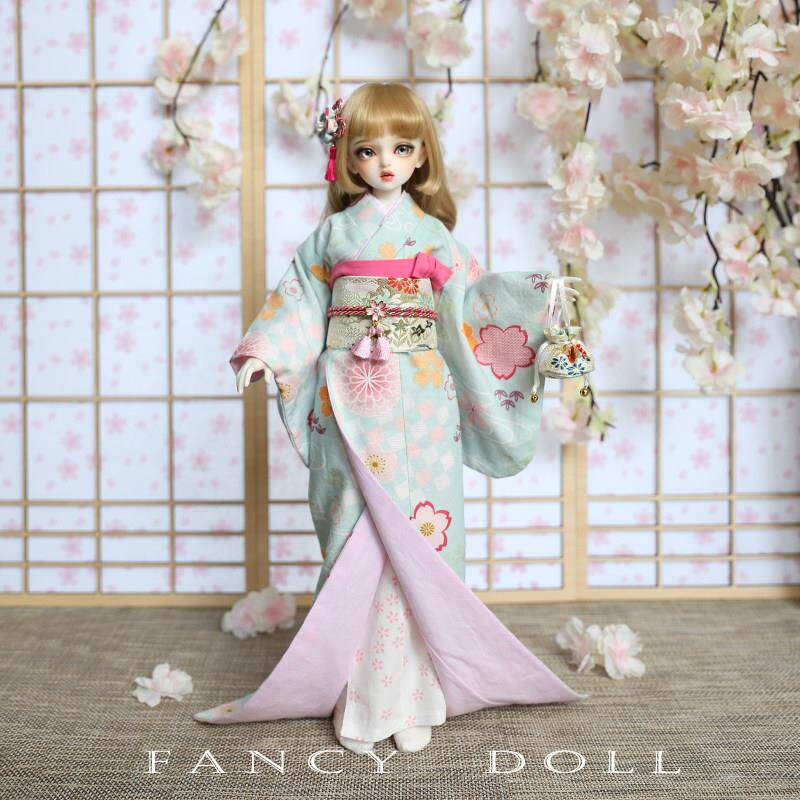 bjd 小布 ob27 4分3分6分留袖和服传统日式和服娃衣材料包纸样教