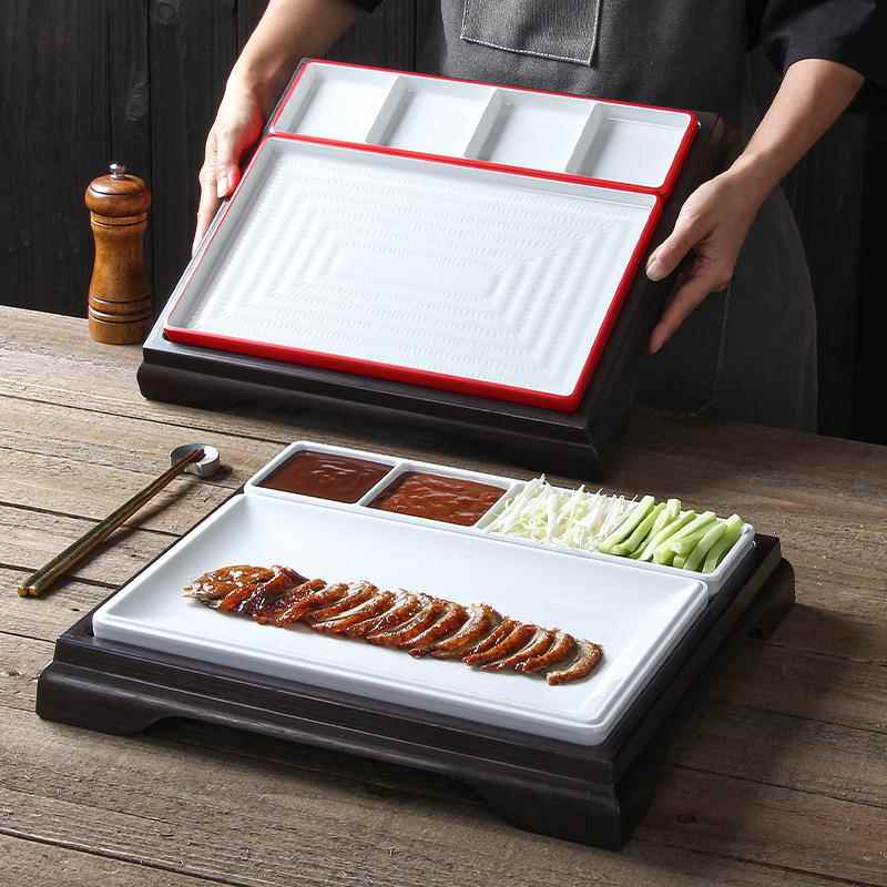 祥URR源美密胺餐具京盘子北京烤盘商用中式厅酒店鸭仿瓷餐酱肉丝